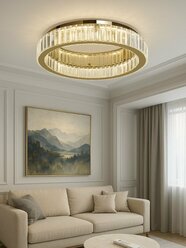 Люстра потолочная светодиодная LED диммируемая Sofitroom Подвесной светильник золото с пультом ДУ