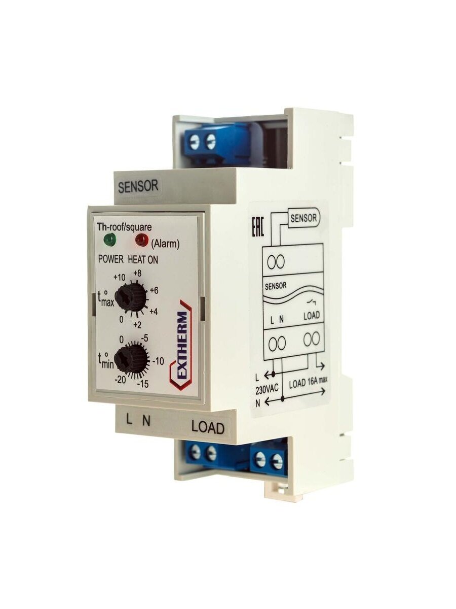 Термостат для управления системой электрообогрева на кровлях/площадках по темпер. воздуха EXTHERM Th-roof