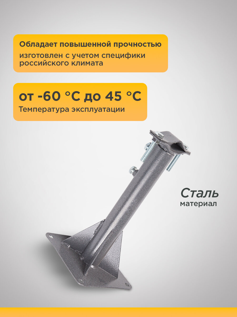 Кронштейн телескопический для крепления мачты антенны, вылет от стены 30-50 см REXANT — фото 1
