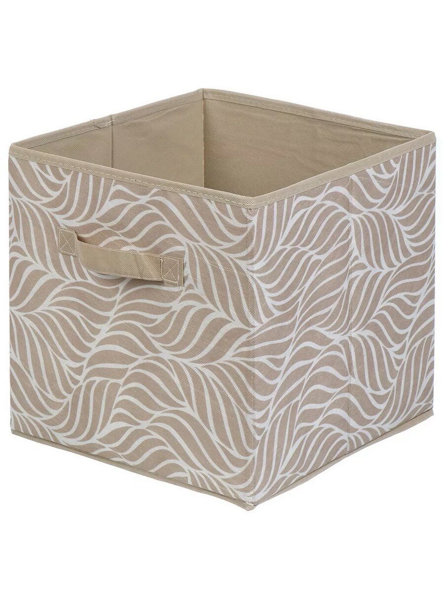 Коробка для хранения 30х30х30 см бежевая Листья UC-217