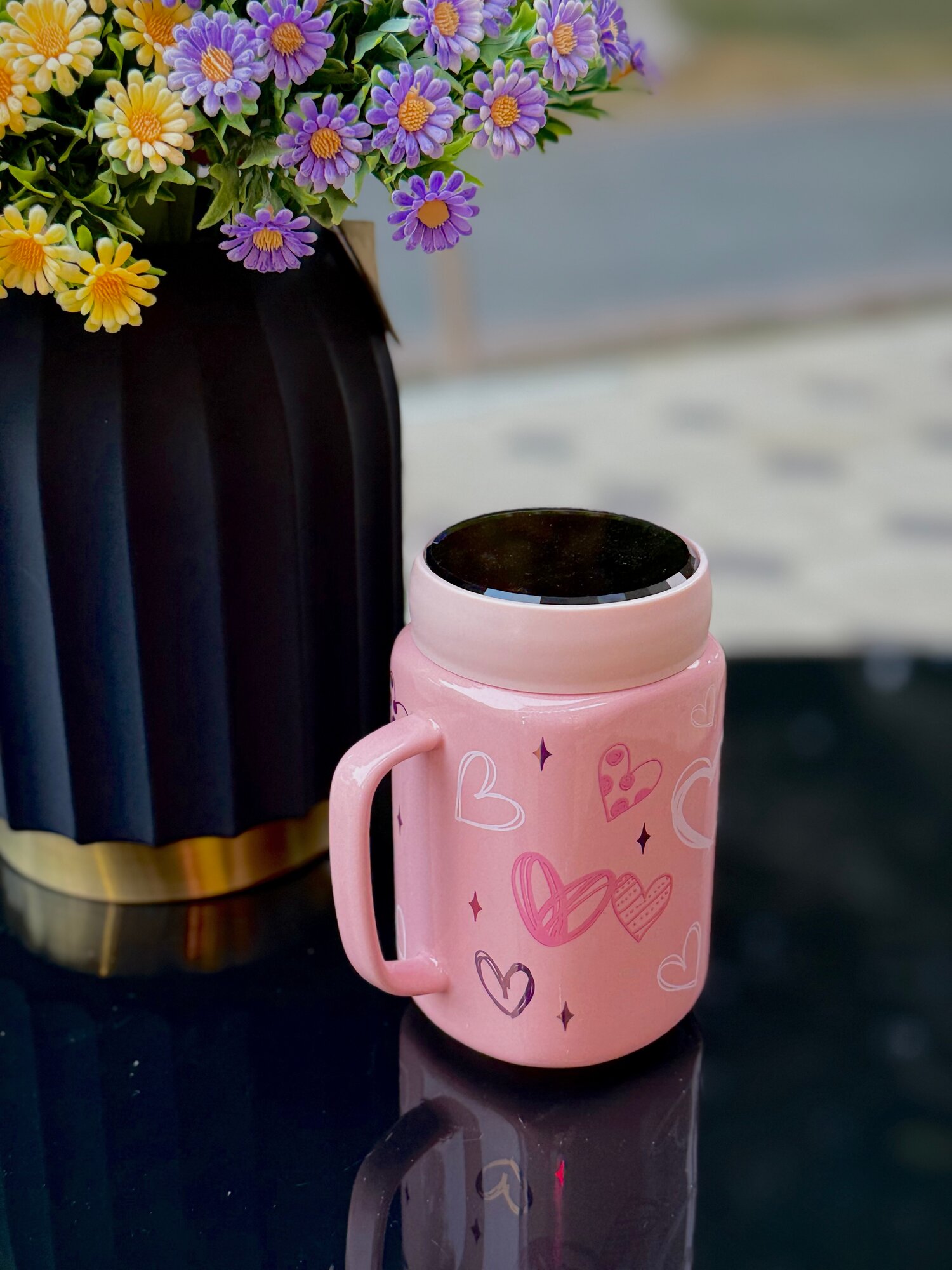 Кружка с крышкой , керамика, 350-450мл — фото 1