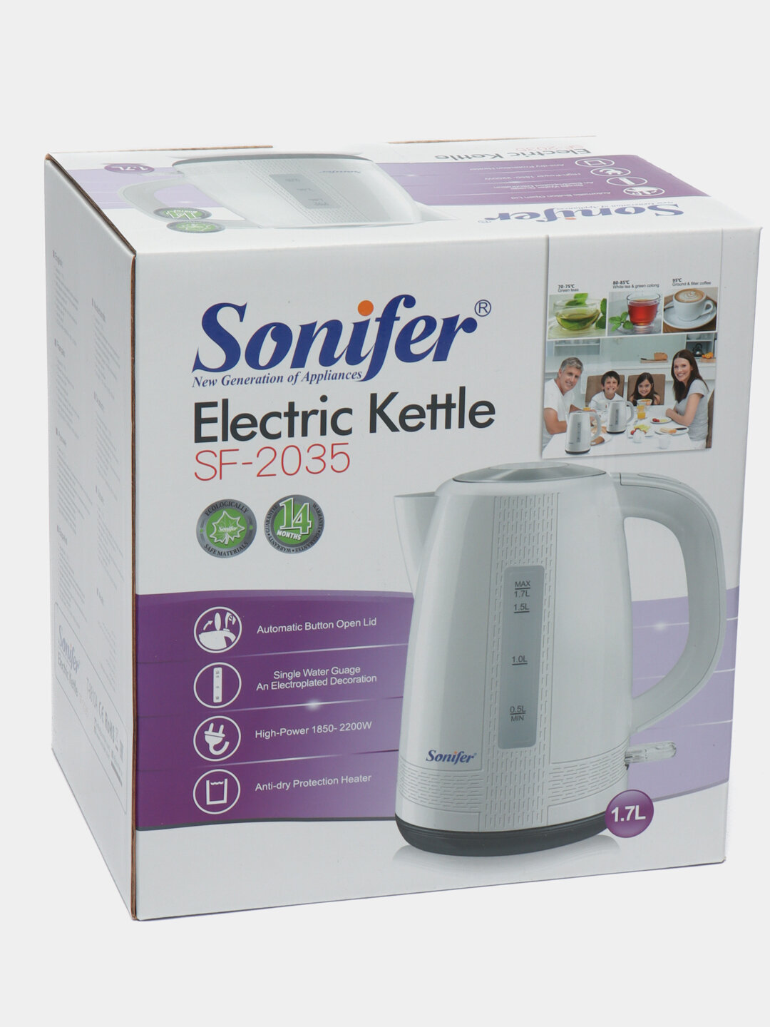 Электрический чайник Sonifer SF-2035, пластик, 2200Вт, 1,7 л — фото 1