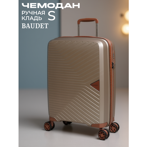 Чемодан BAUDET, 34.3 л, размер S, синий, черный