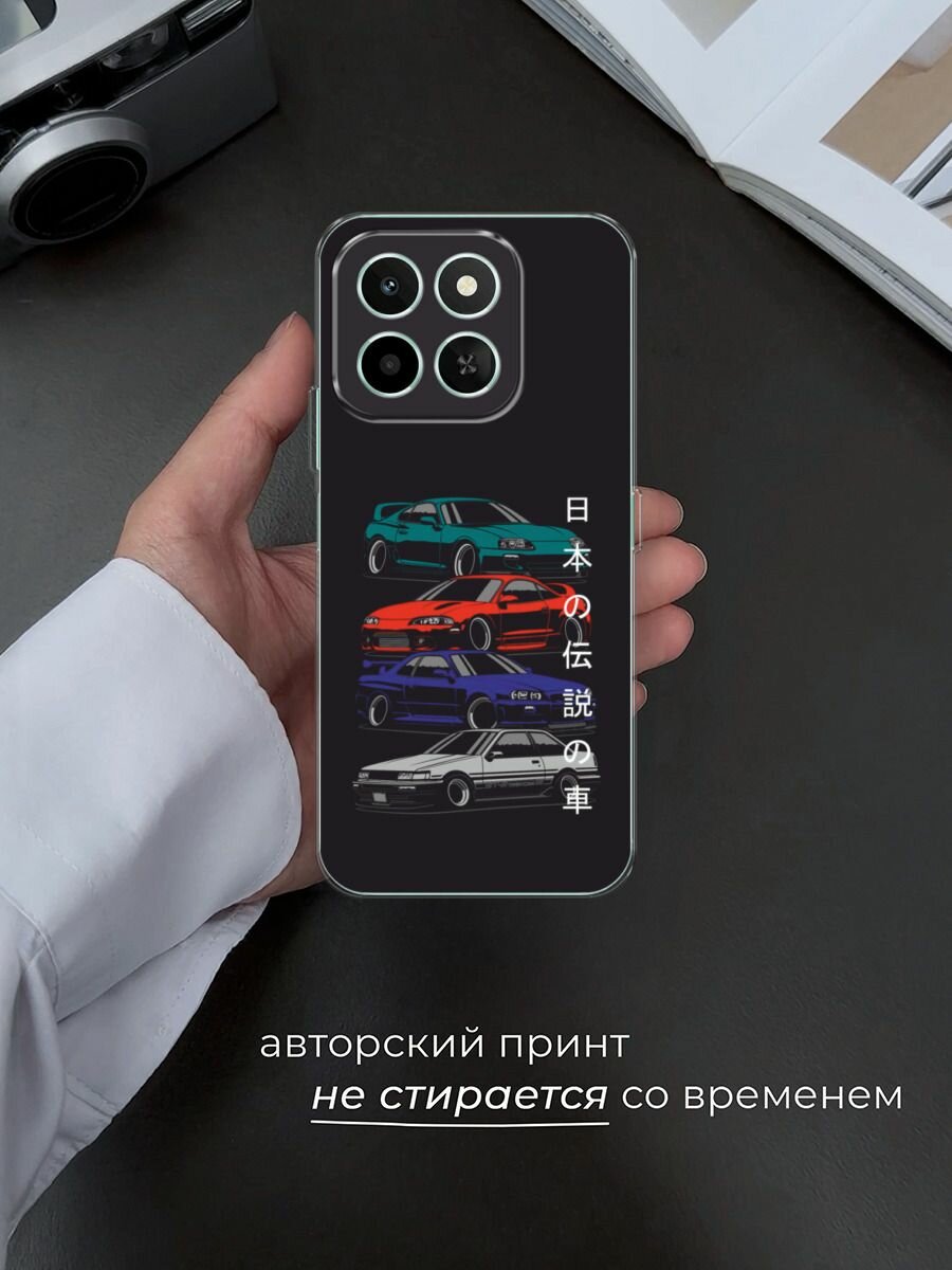 Силиконовый чехол на Honor X6c / Хонор X6c с принтом "JDM Legend cars" — фото 1