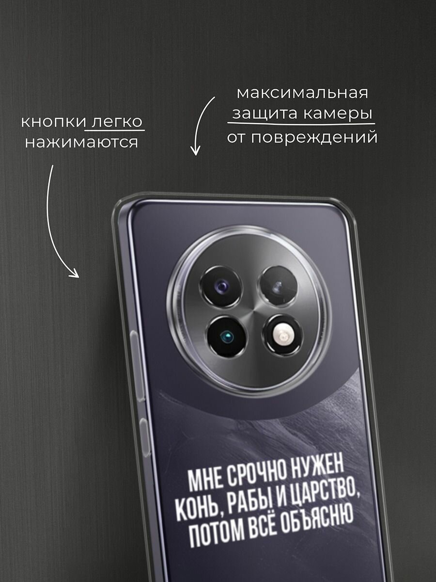 Чехол на Realme 13+ / Реалми 13+ с принтом "Мне срочно нужно все", прозрачный — фото 1