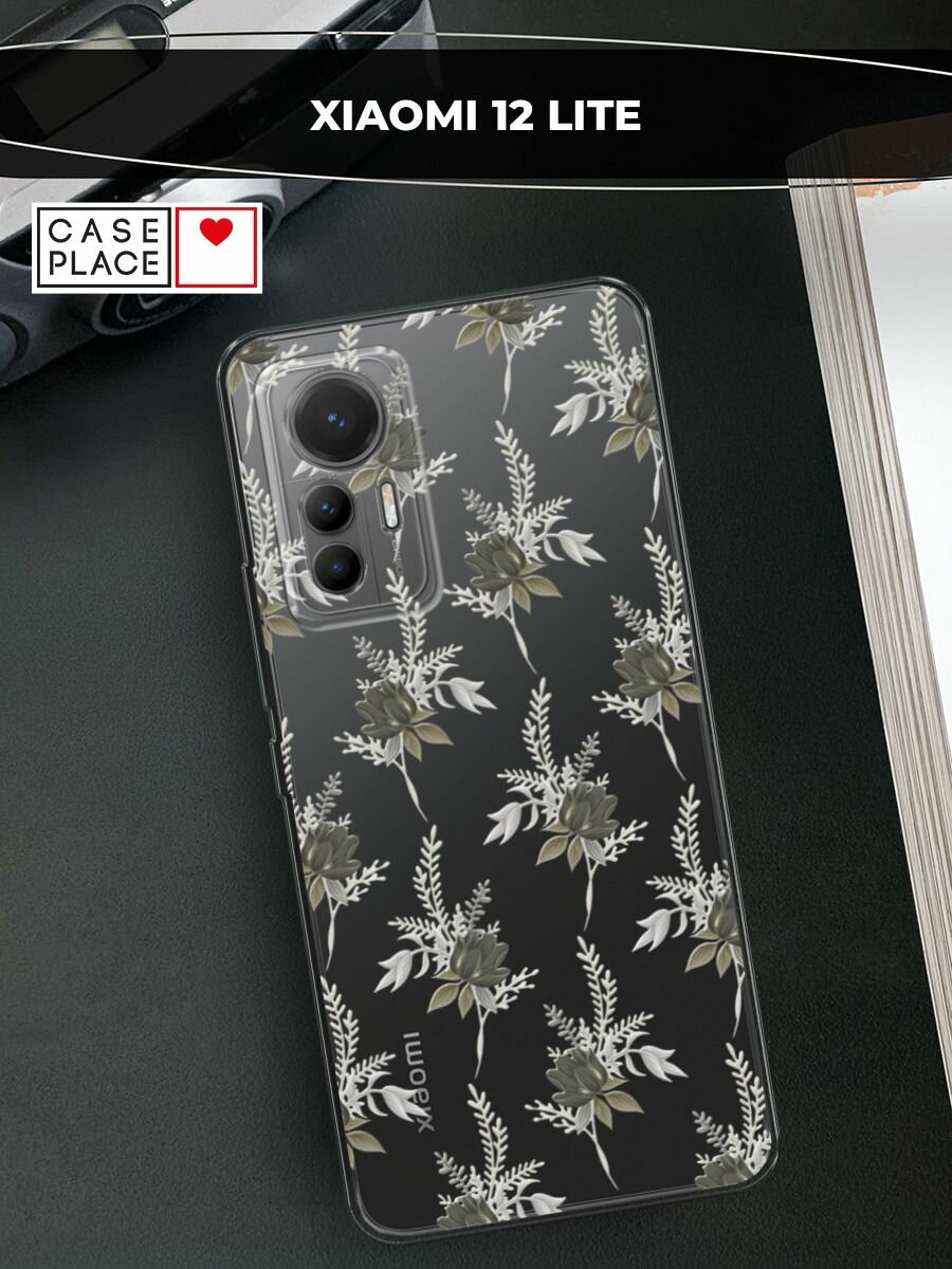 Чехол на Xiaomi 12 Lite / Сяоми 12 Лайт с принтом "Паттерн цветы сепия"