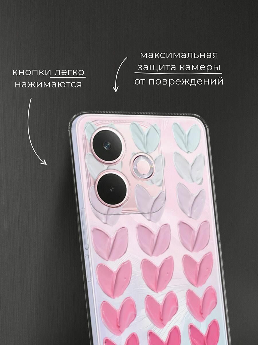 Чехол на Oppo A5 Pro / Оппо А5 Про с принтом "Градиент из сердечек" — фото 1