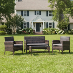 Набор садовой мебели Кантри , ротанг, цвет венге, 2 кресла, диван и стол