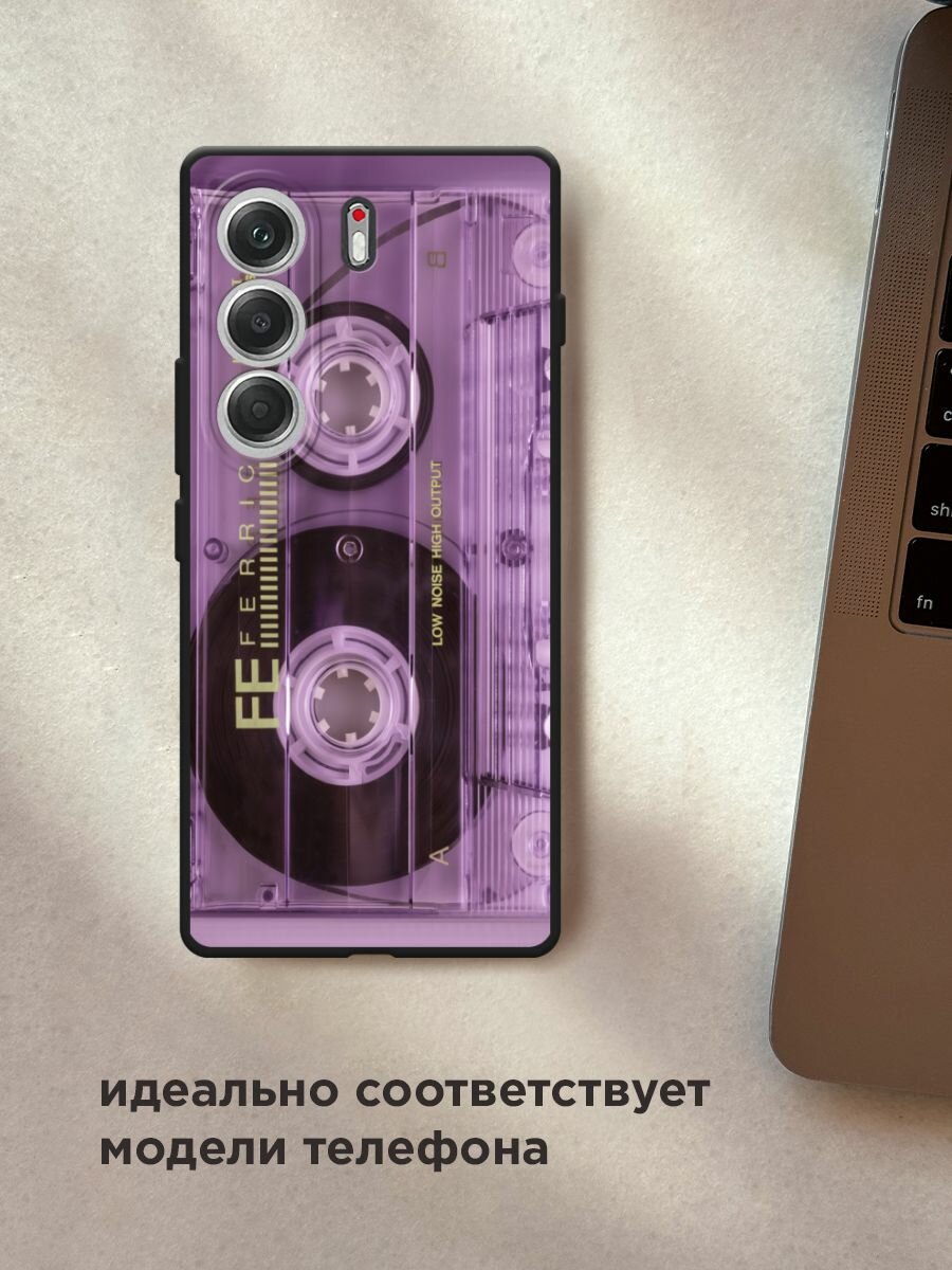 Черный матовый чехол на Tecno Camon 40 / Текно Камон 40 с принтом "Кассета фото" — фото 1