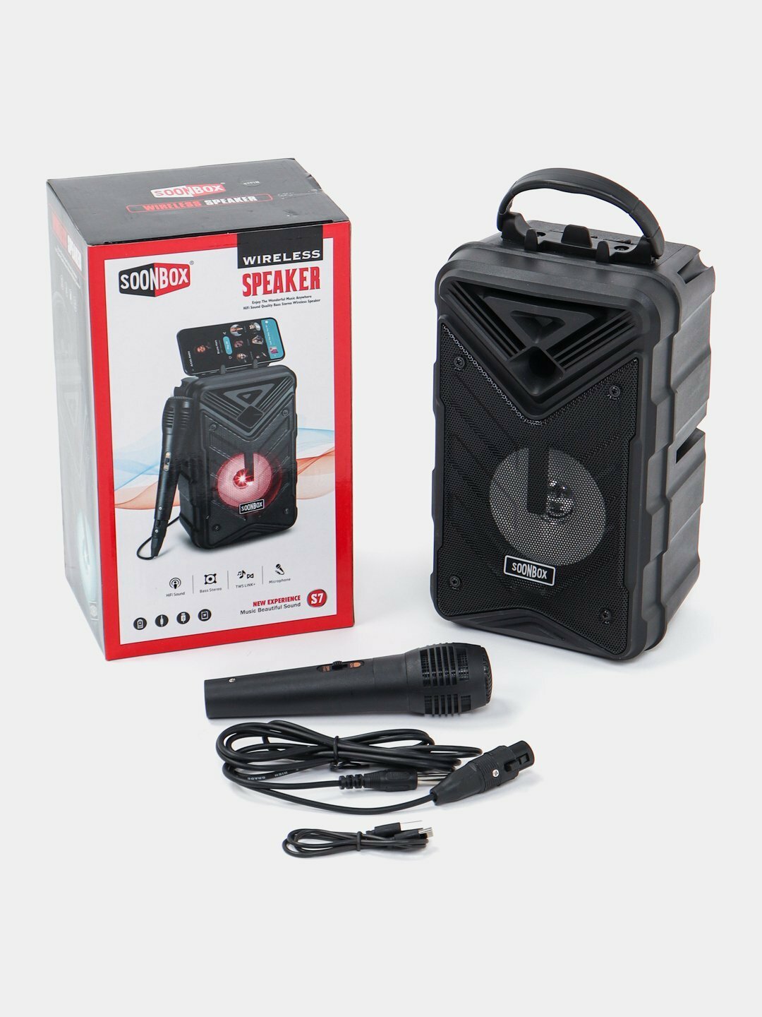 Беспроводная колонка S6\7, Bluetooth, USB, microSD, RGB, Aux, TF — фото 1