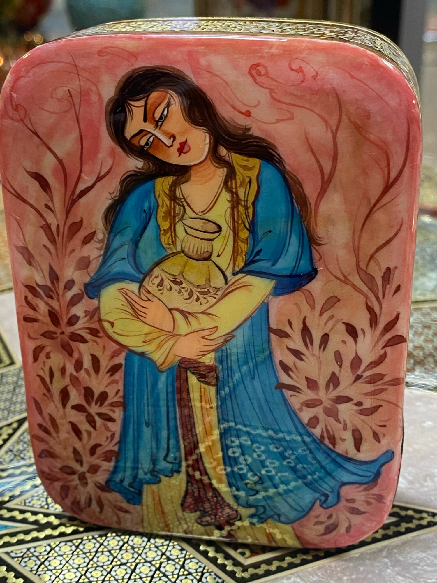 Чехол-Футляр "Персидский базар", для покерных карт, ручная работа, дерево