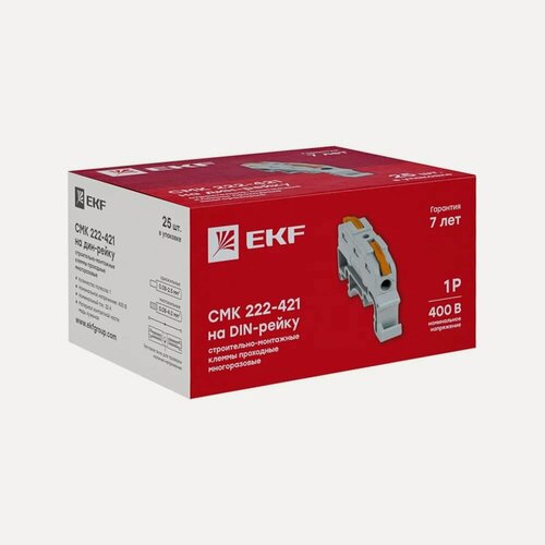 Изображение товара Строительно-монтажная проходная клемма на DIN-рейку EKF PROxima СМК 222-421 plc-smk-421-din