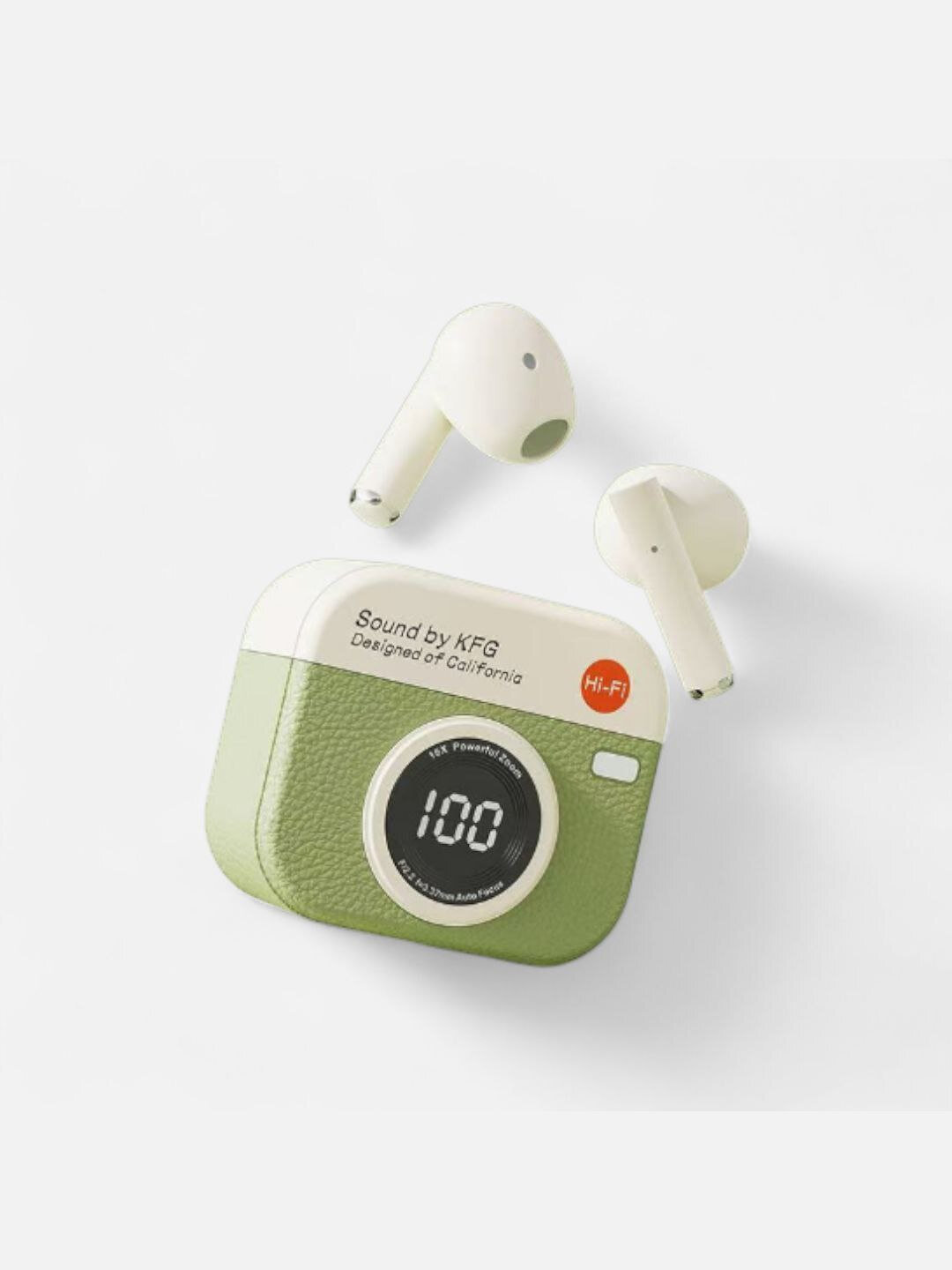 Беспроводные наушники TWS с кейсом и цифровым дисплеем в ретро-дизайне, Hi-Fi звук