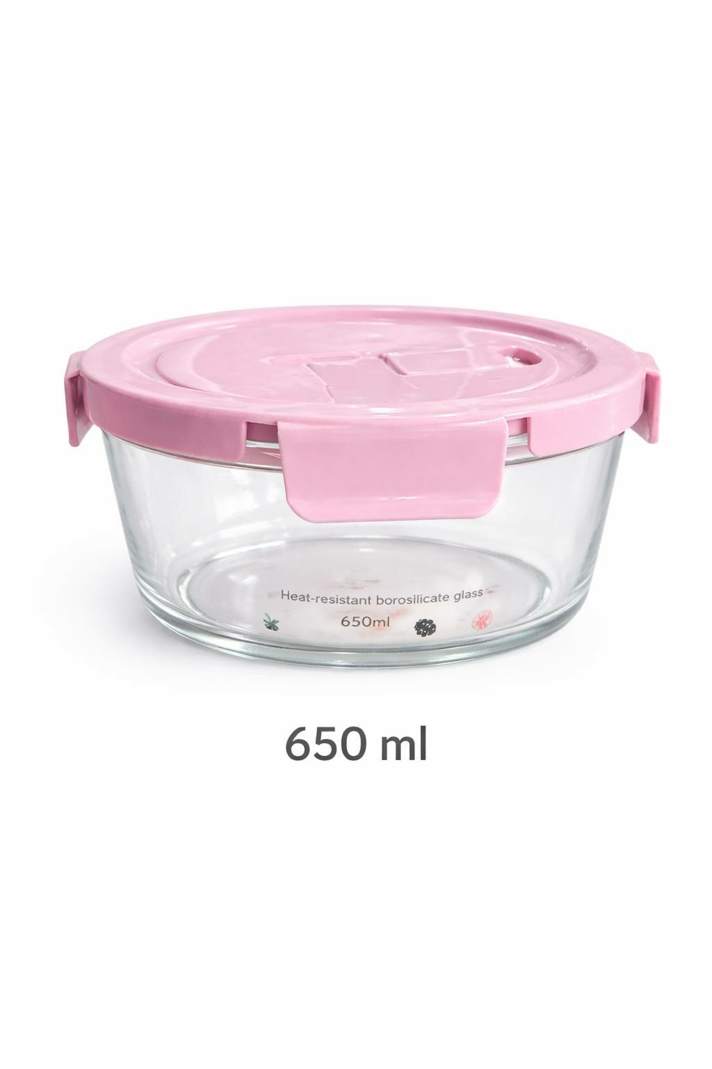 Стеклянный контейнер для еды 650 мл, боросиликатное стекло, герметичная крышка, для микроволновки