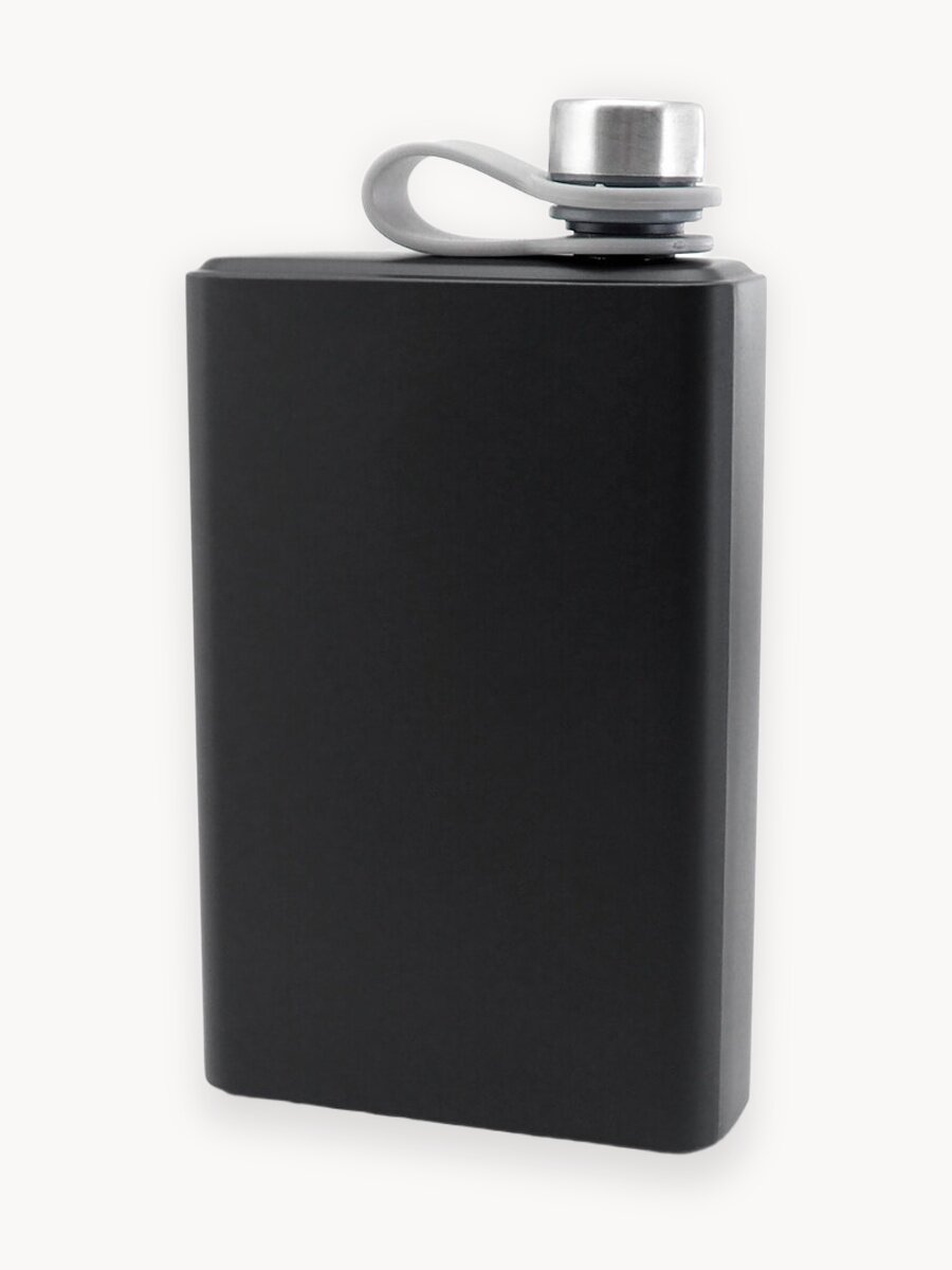 Фляга карманная 300 мл из нержавеющей стали, черная матовая, металлическая крышка (FL13-3B, Guo Tai Factory)