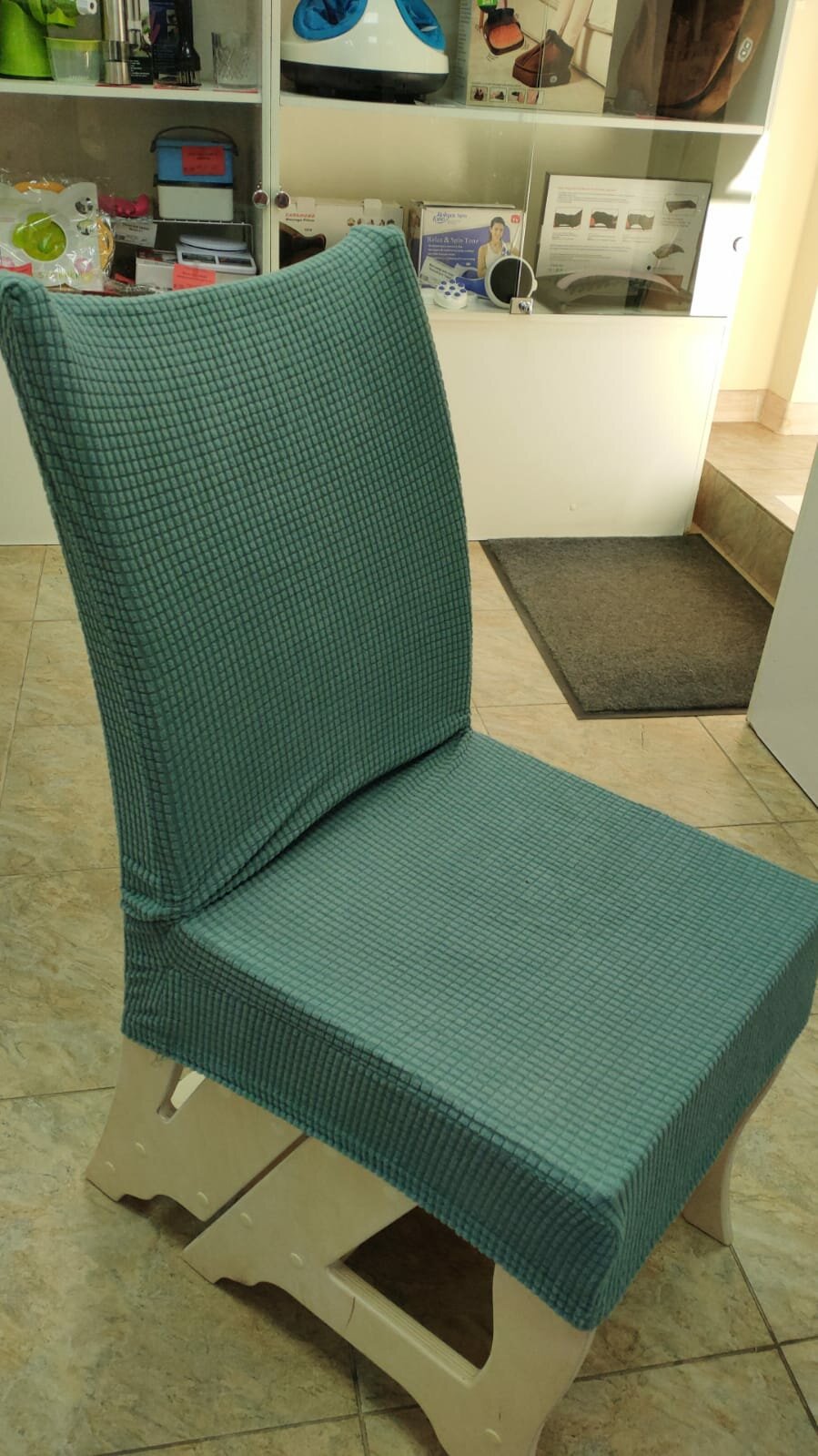 Чехол на стул со спинкой (темно-бирюзовый)