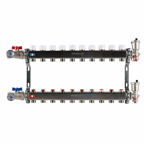 Коллектор из нержавеющей стали в сборе без расходомеров 10 вых. ROMMER RMS-3210-000010