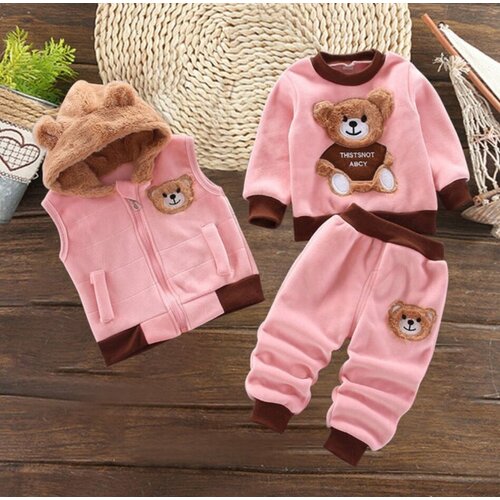 Комплект одежды , размер 100, коричневый, розовый костюм детский для девочки на флисе 1 4 года