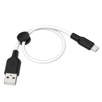 Кабель короткий Hoco X21plus USB на microUSB 24A 025 метров белый с черным  для powerbank зарядки гаджетов и передачи данных