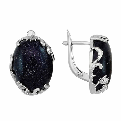 Серьги Яхонт 2719838, серебро, 925 проба, авантюрин, фианит