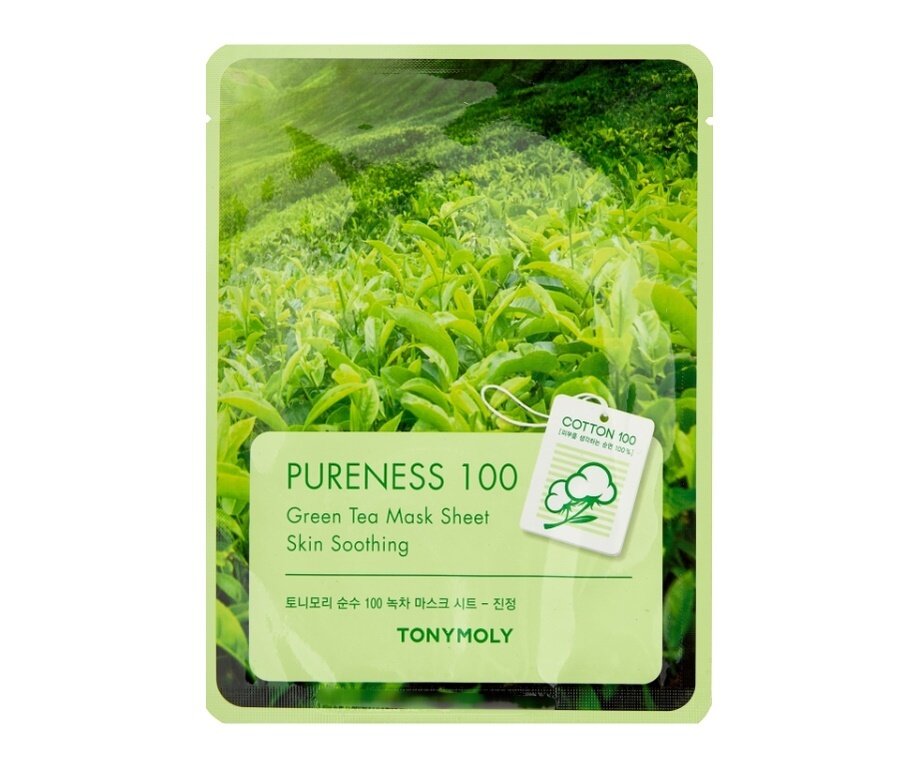TONYMOLY Очищающая тканевая маска для лица с экстрактом зелёного чая PURENESS 100 Green Tea Mask Sheet, 21мл - фото №6