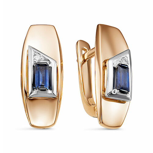 Серьги Яхонт, золото, 585 проба, бриллиант, синий, бесцветный