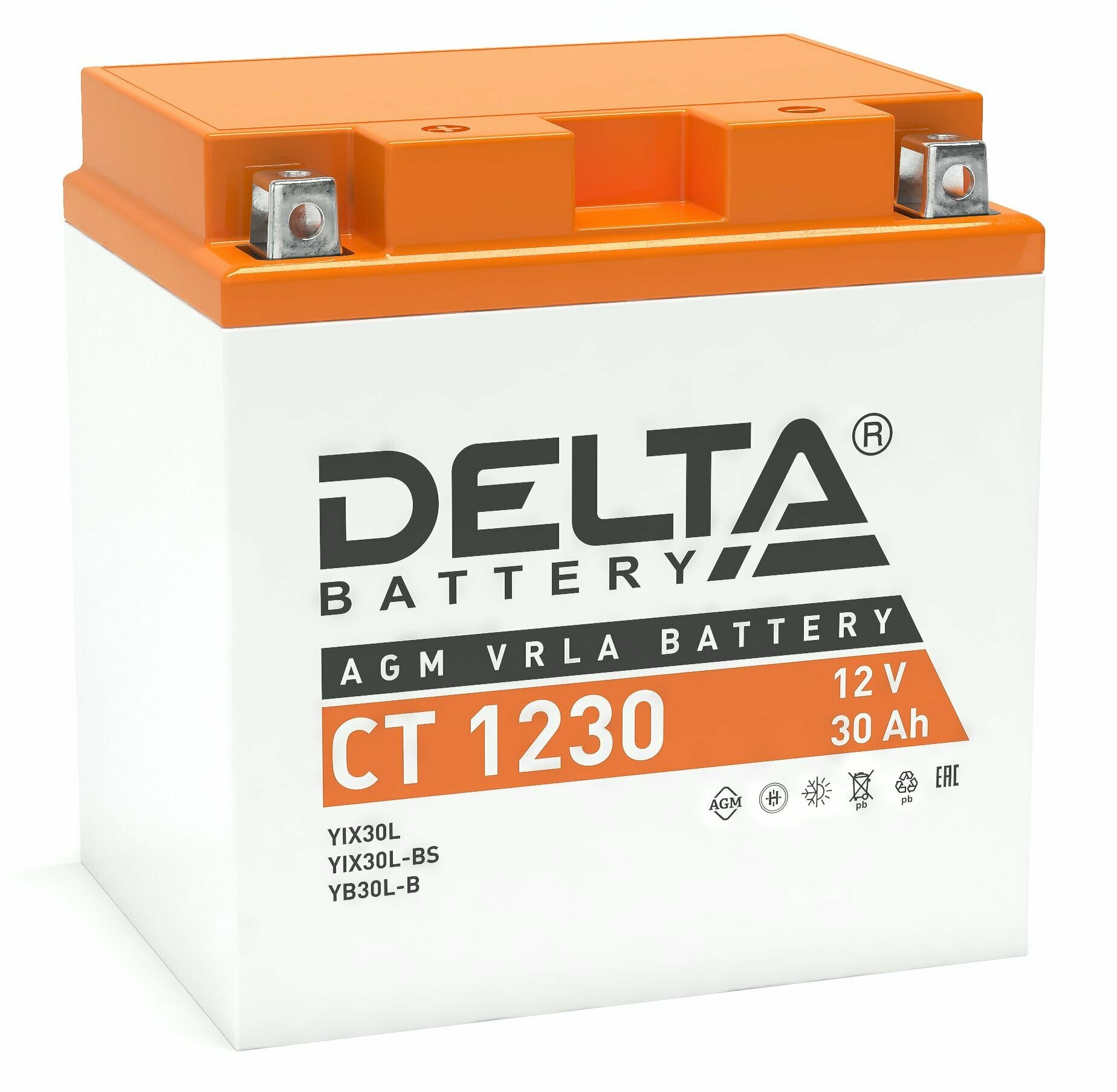 Delta CT 1230 12В 30Ач Аккумуляторная батарея для мототехники (YIX30L, YIX30L-BS, YB30L-B)