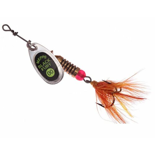 Блесна вращающаяся Mepps BLACK FURY MOUCHE, 00, Silver/Chartreuse, комплект из 1 штука
