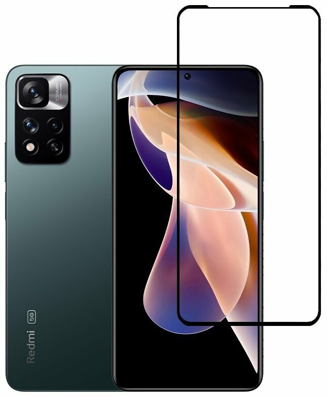 Защитное стекло "Полное покрытие" для Xiaomi Redmi Note 11 Pro 5G / сяоми редми ноут 11 5 Джи про Черное — фото 1