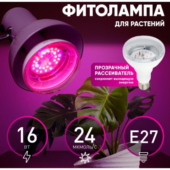 Лампа для растений Эра FITO-16W-RB-E27-K