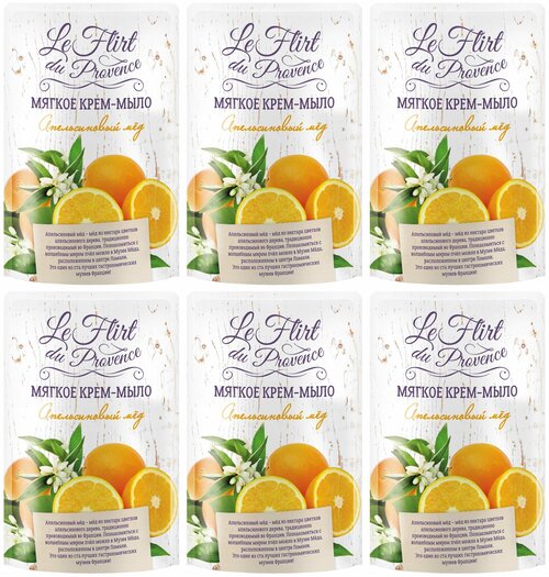 Le Flirt Du Provence Мягкое гель-мыло для рук Апельсиновый мед, 500 мл, 6 шт.