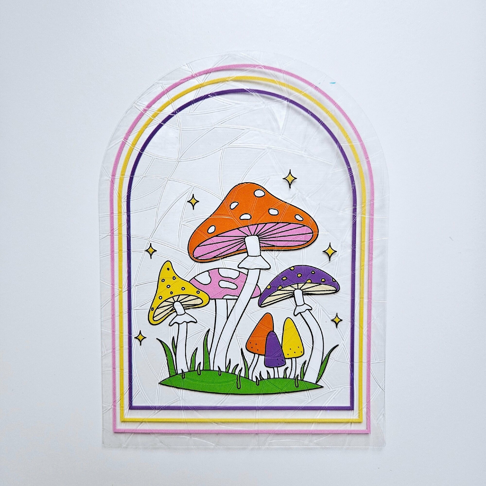 Наклейка на окно радуга / Призма радужная Rainbow / Ловец солнца ( Грибы 8 )