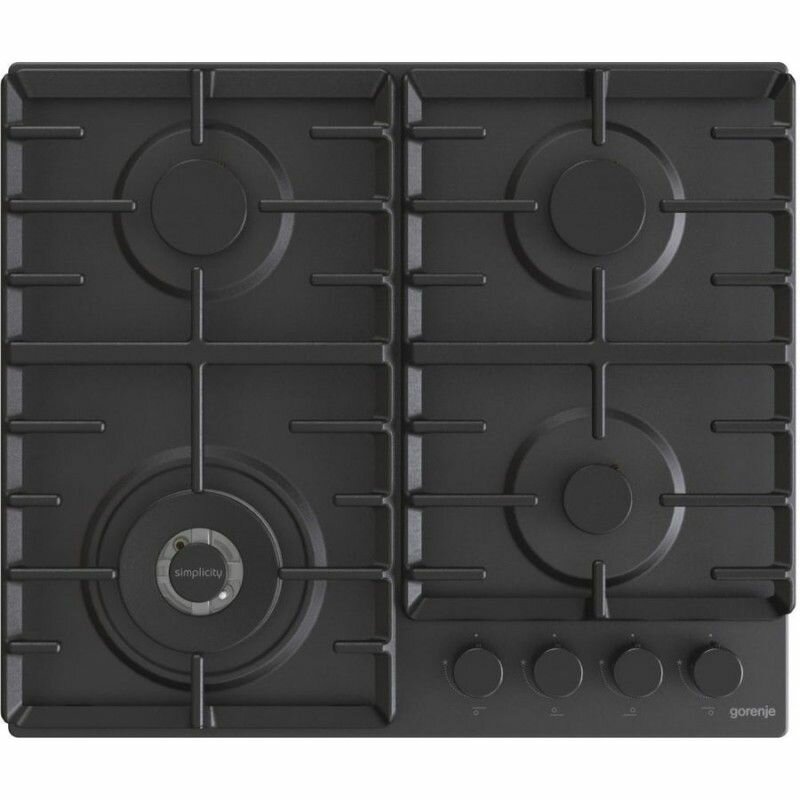 Газовая варочная панель Gorenje GW642SYB, 60 см, 4 конфорки, WOK, автоподжиг и газ-контроль, чугунные решетки, черный