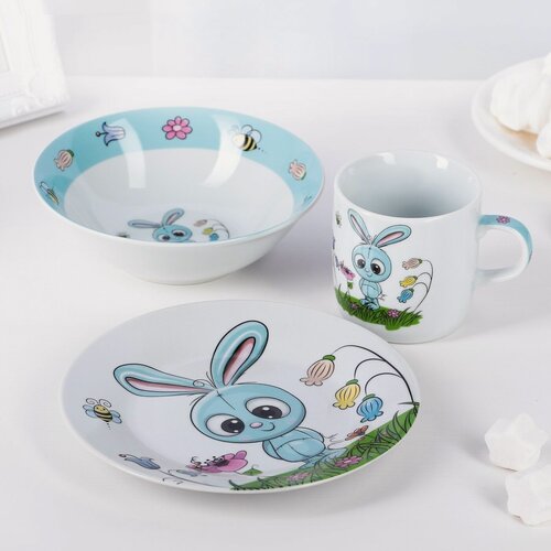 Изображение товара Набор посуды для детей, Крош, 3 предмета: кружка 230 мл, миска 400 мл, тарелка 18 см