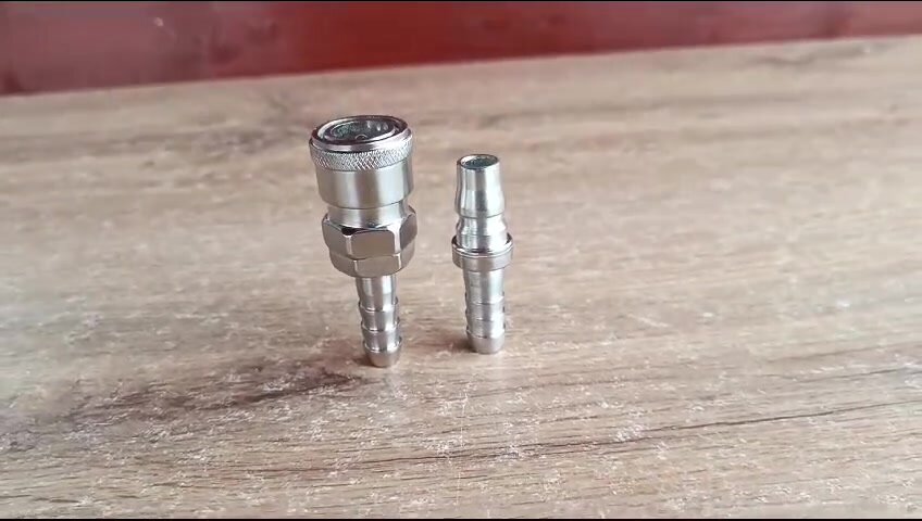 Быстросъёмное пневматическое соединение с клапаном/ Быстросъем / штуцер для компрессора D-8 мм комплект — фото 1