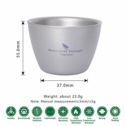 Титановая чашка Boundless Voyage Ti3089D 40 мл, 40ml