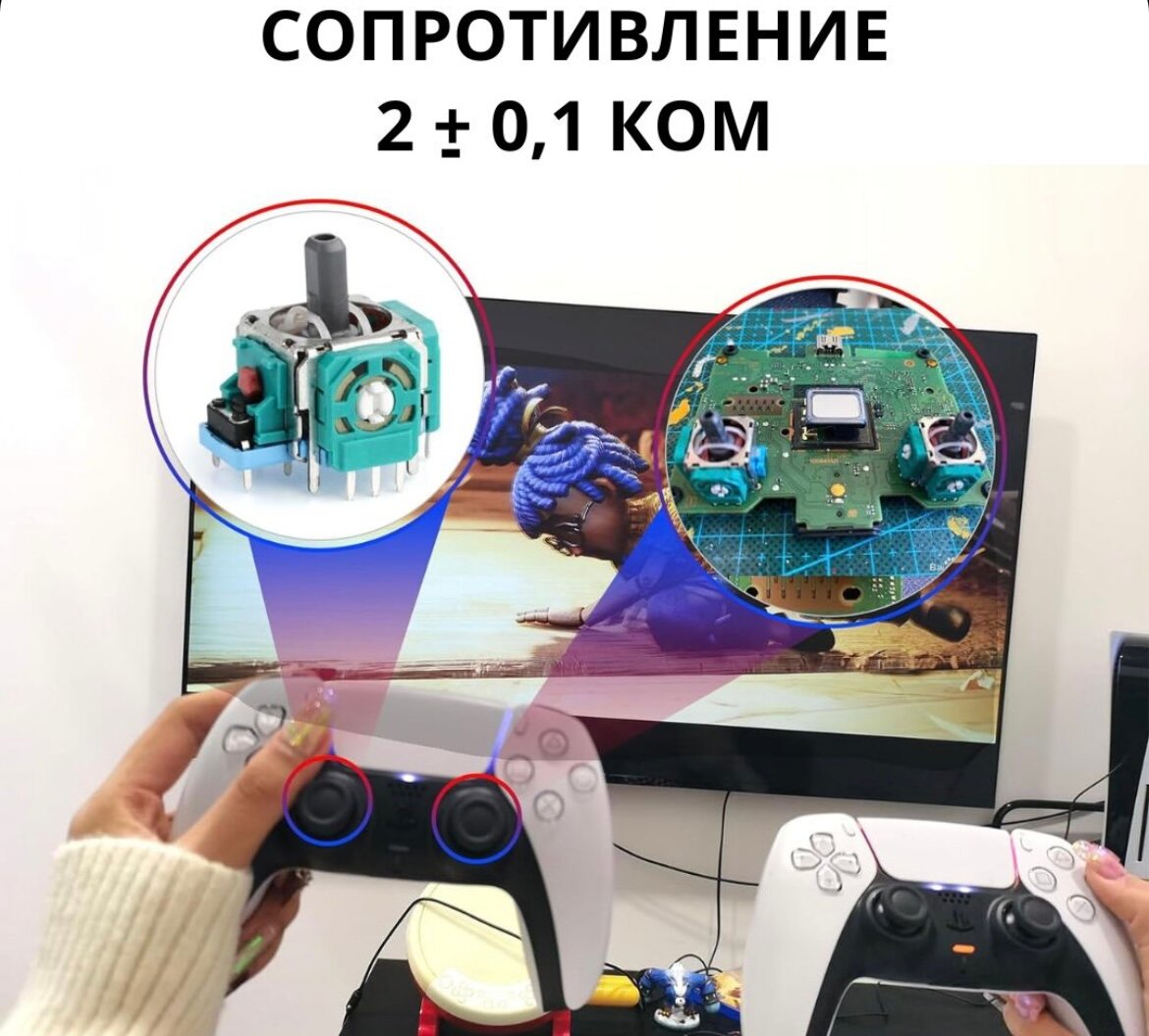 Ремкомплект для Dualsense PS5, 2 аналоговых 3d механизма + 2 стика для геймпада Dualsense PlayStation 5 — фото 1
