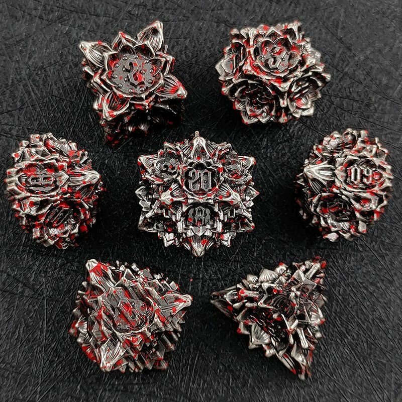 DND, Dungeons and Dragons Dice, набор металлических многогранников, ролевая игра, D&D Dice HNCCESG Hollow Death, RPG Pathfinder Warhammer Shadowrun (бронза)(набор 7шт) с кожаным чехлом премиум-класса