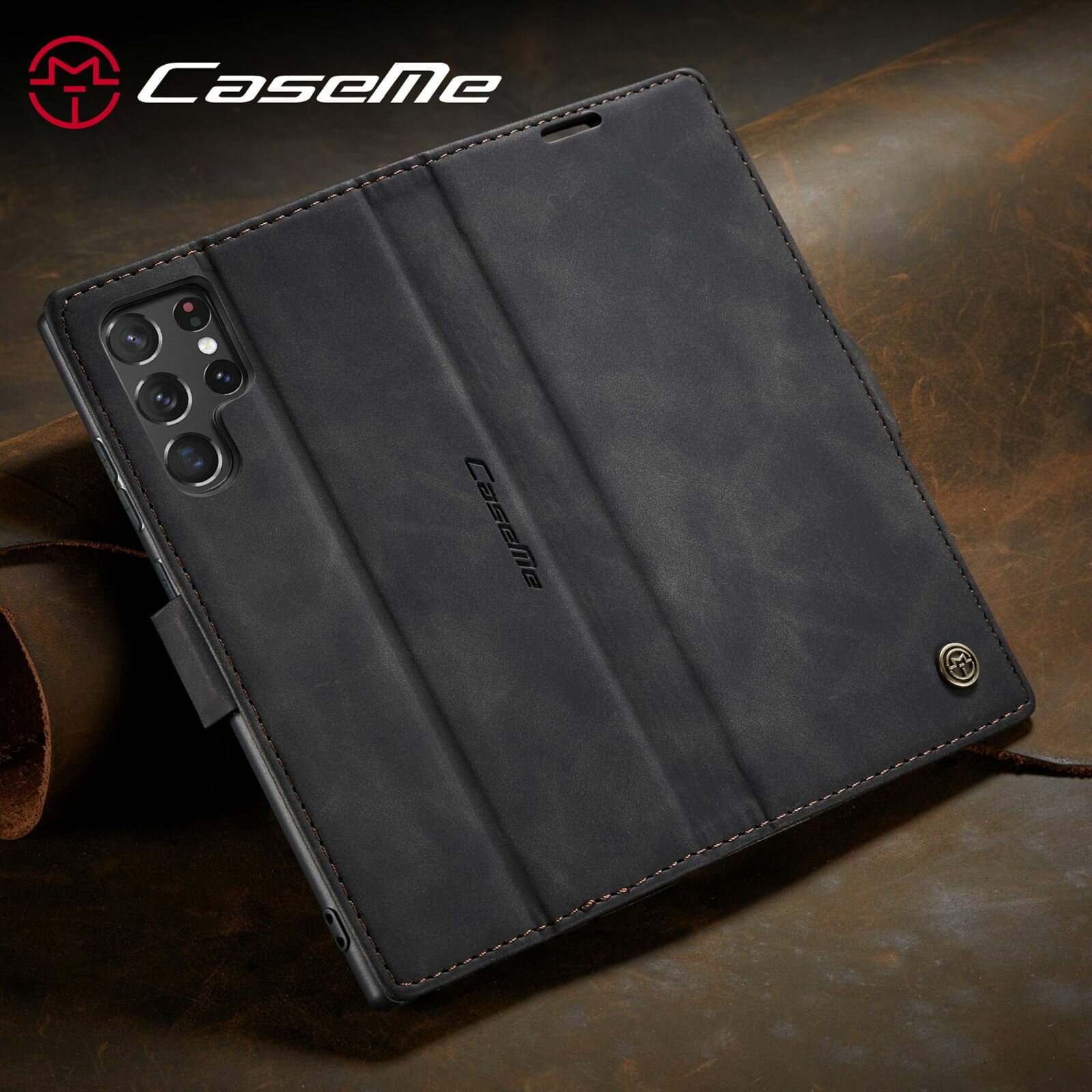 CaseMe Кожаный чехол для Samsung Galaxy S22 Ultra с визитницей из экокожи — фото 1