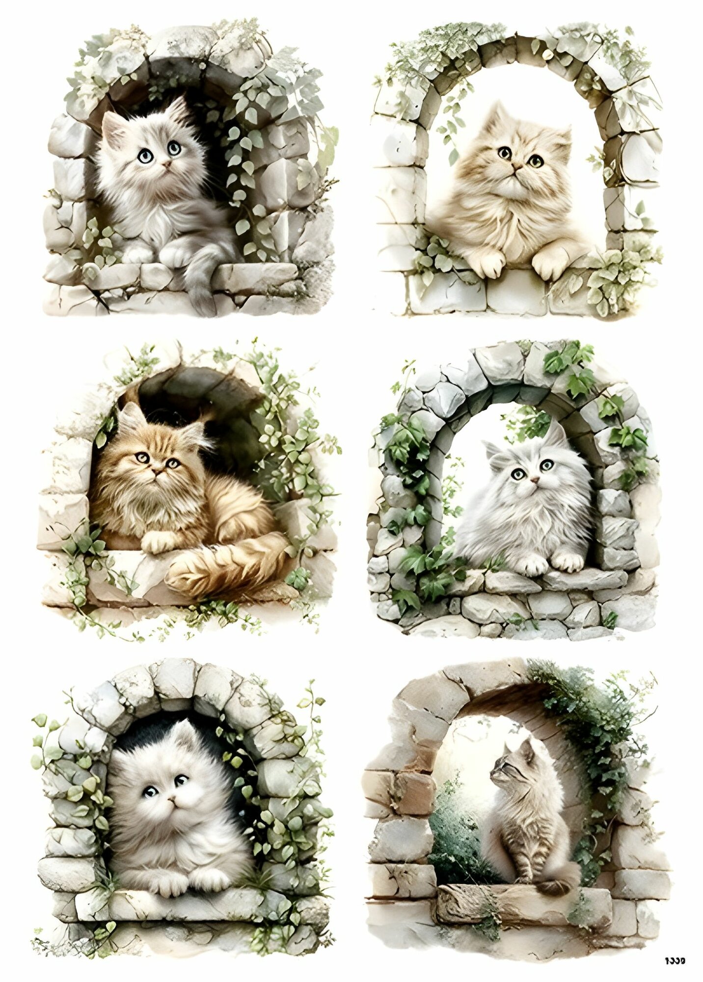 Декупажная карта About Time, формат A4, зеленый/горчичный, 21×29,7 см