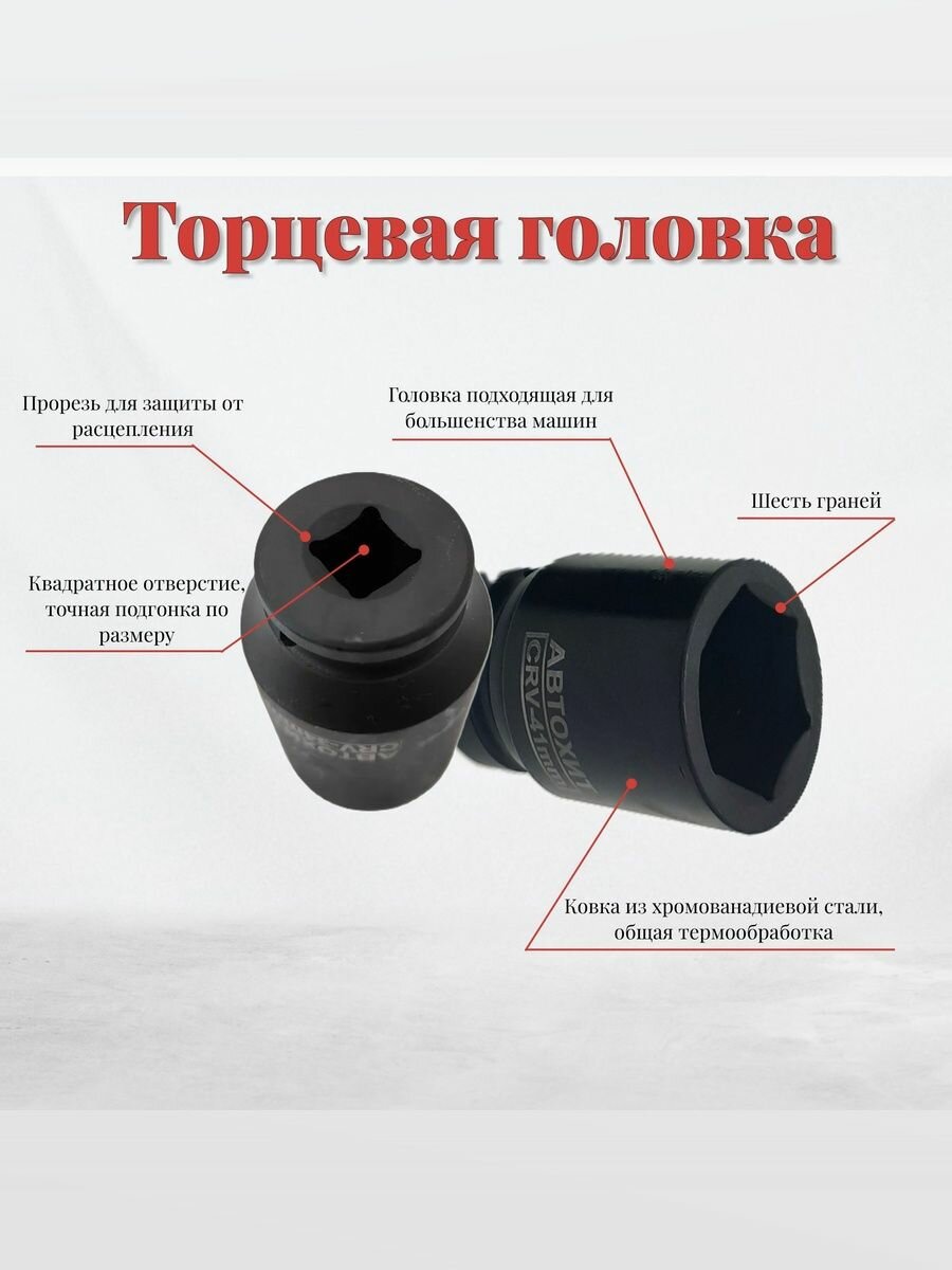 Набор головок АвтоХит, для ударного монтажа, 35 предметов, в кейсе — фото 1