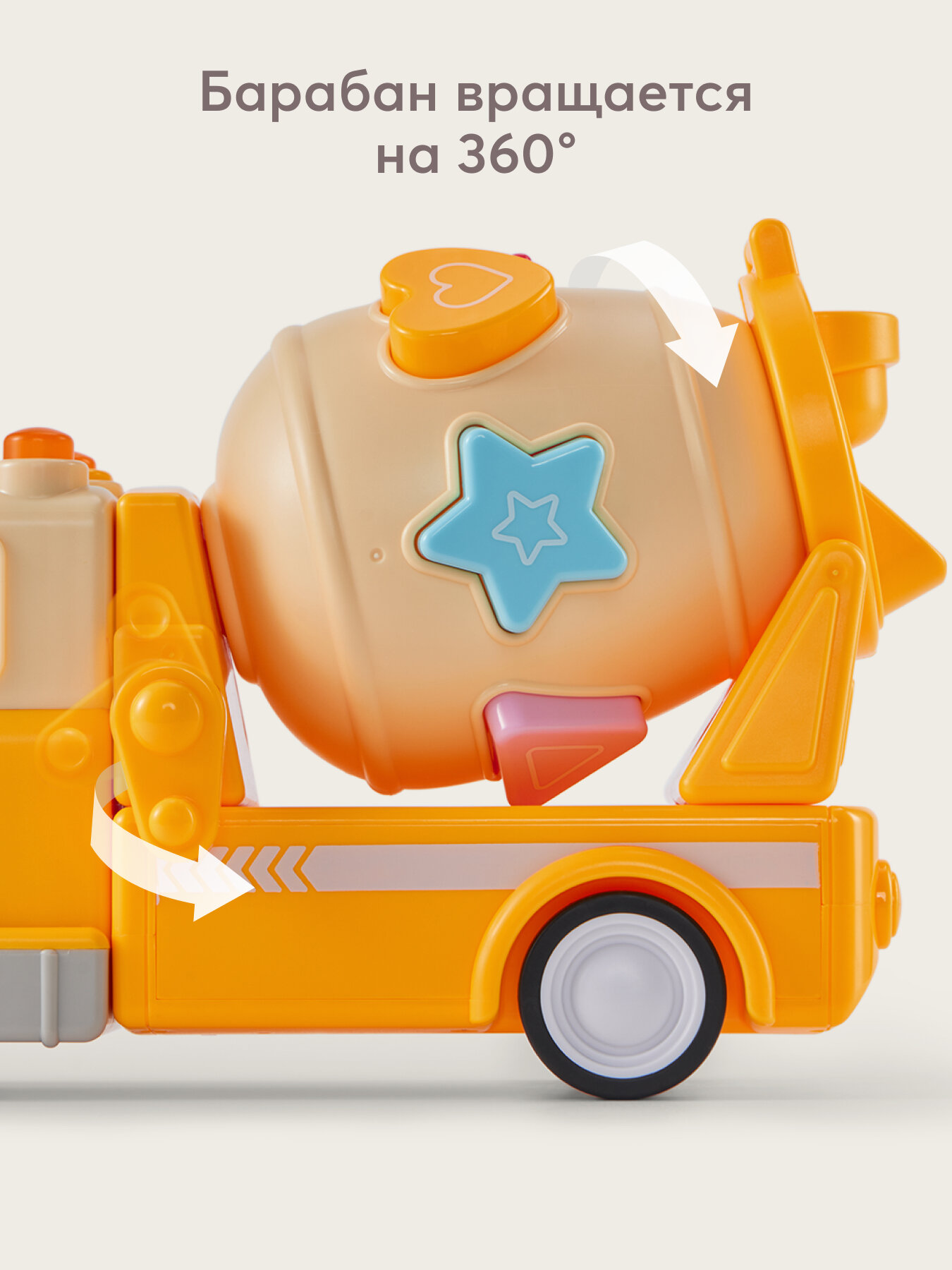 Изображение 331942, Игрушка машинка для детей Happy Baby BUILDER CREW, бетономешалка для мальчика, детский сортер, оранжевая