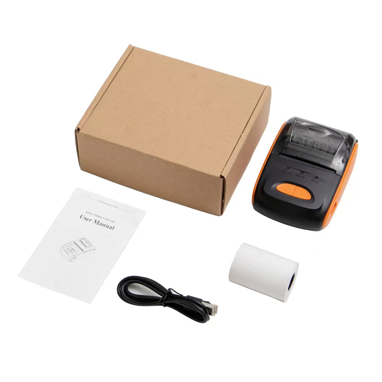 Принтер чеков Портативный мобильный термопринтер 58 мм Беспроводная печать мини-билетов BT Совместимость с Android для IOS для Win с 1 шт. рулонами термобумаги для ресторана супермаркета розничной одежды