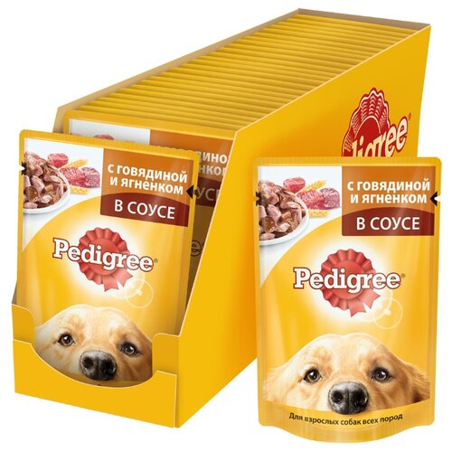 фото Влажный корм для собак Pedigree для здоровья кожи и шерсти, говядина, ягненок 24шт. х 100г