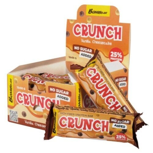 Bombbar Батончик Bombbar протеиновый Crunch - Ванильный Чизкейк, 20 шт