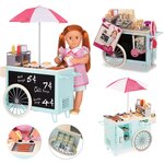 Our Generation Retro Hot Dog Cart/ РЕТРО ТЕЛЕЖКА ДЛЯ ХОТ-ДОГОВ/ мебель для кукол BD67040Z - изображение