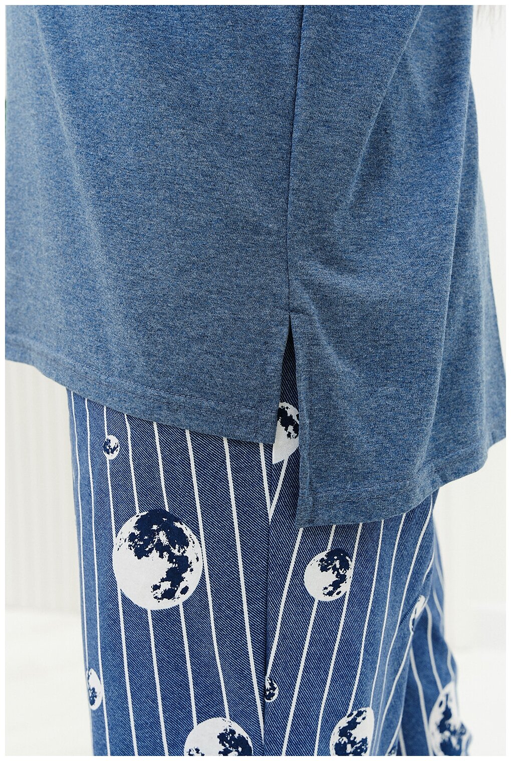 Комплект Натали, туника, футболка, брюки, короткий рукав, пояс на резинке, трикотажная, карманы, размер 50, синий - фотография № 9
