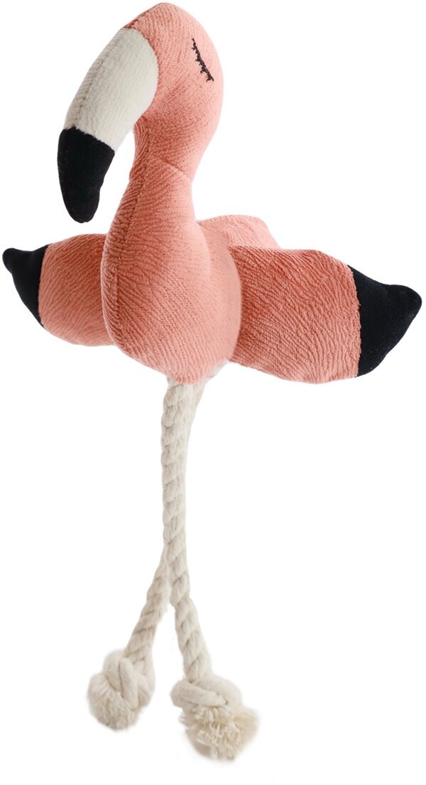 Mr.Kranch игрушка для собак фламинго с канатом и пищалкой 24 х 13,5 х 6 см, Персиковый