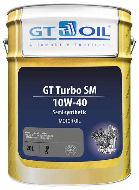 GT OIL Масло Моторное Gt Turbo Sm, Sae 10w40, Api Sm,Sn/Cf, 20 Л