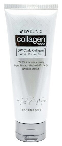 3W Clinic осветляющий пилинг-скатка для лица с коллагеном Collagen White Peeling Gel, 180 мл